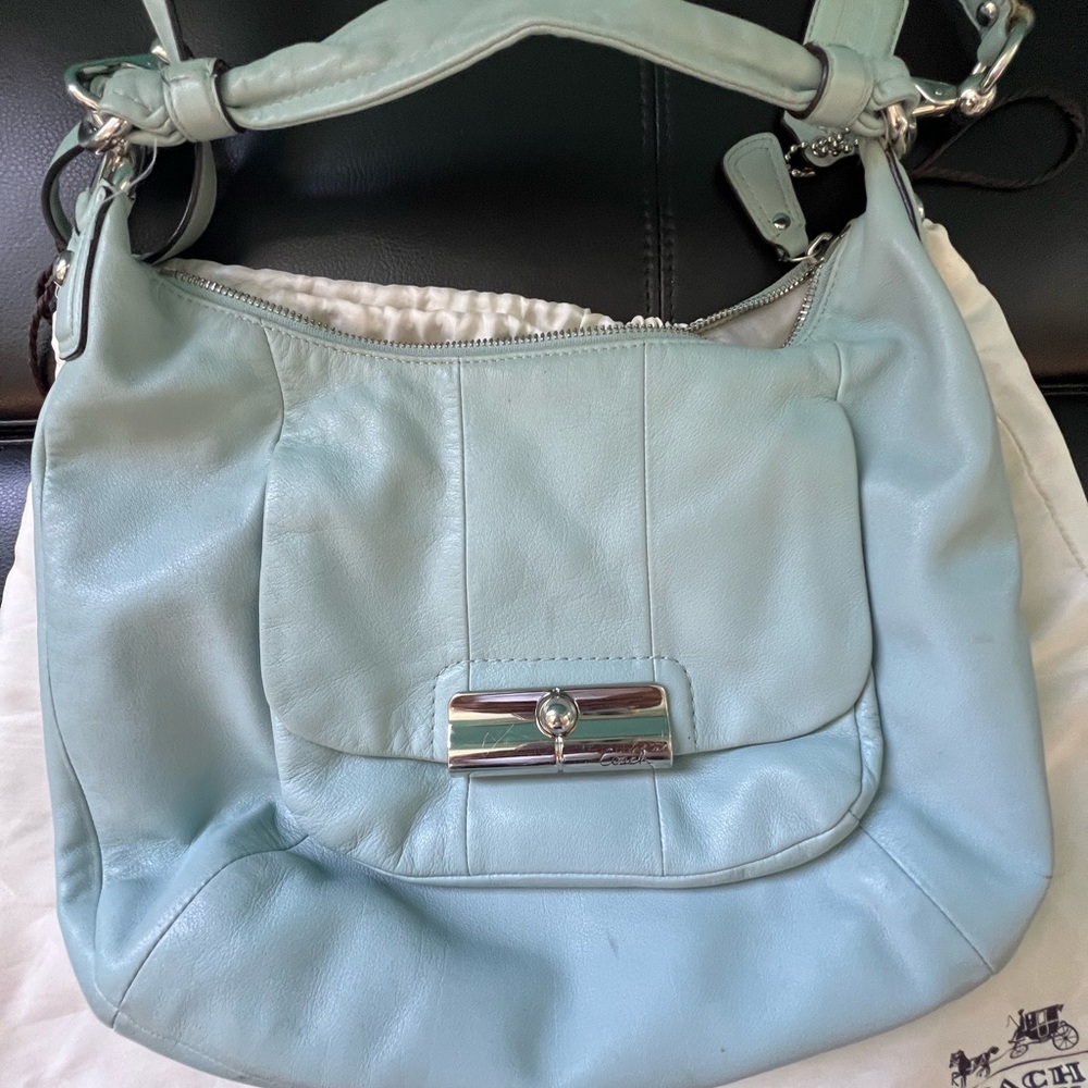 Mint Green Leather Shoulder Bag. Used
